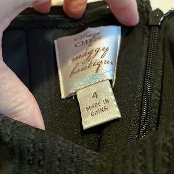 NWT Suzi Chen for Maggy Boutique Strapless Black Midi Dress. Size 4. - Picture 2 of 10